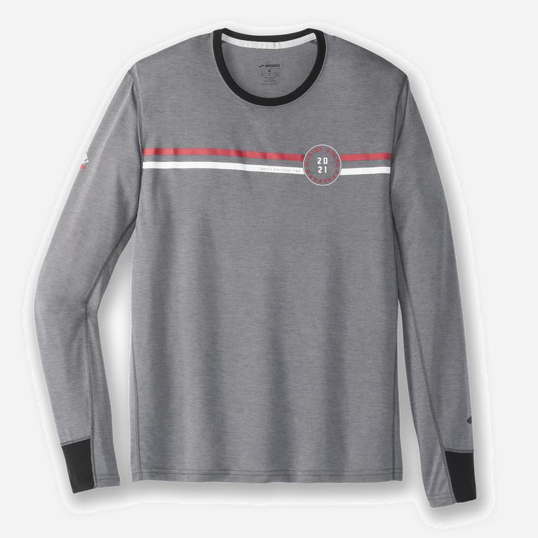 Brooks Mcm21 Distance Graphic Ls Långärmad Löpartröja Herr 354716-FGH Grå